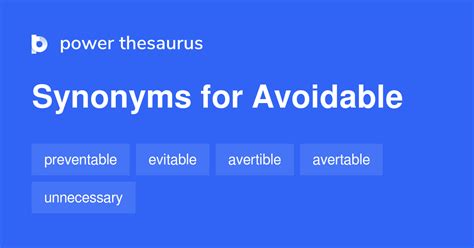 Dictionary Thesaurus Sentences Grammar Vocabulary Usage. . Synonyms for avoidable